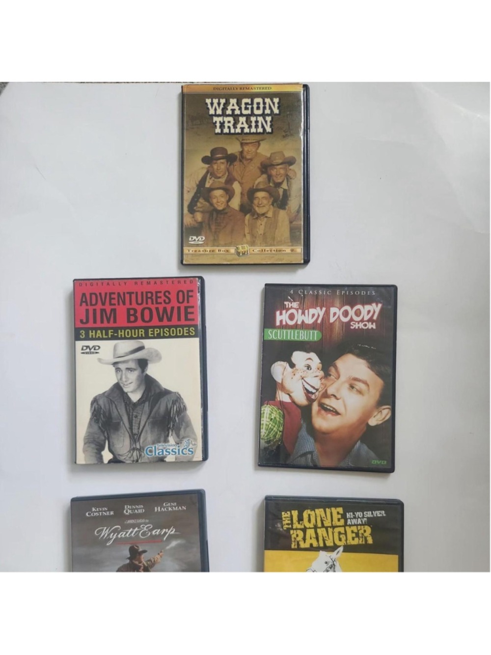 5 Western DVD Bundle, Wyatt Earp, The Lone Ranger, The Howdy Doody Show, Wagon T